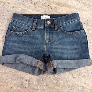 The Children's Place Girls' Denim Roll-Cuff Shorts - Dark Blue